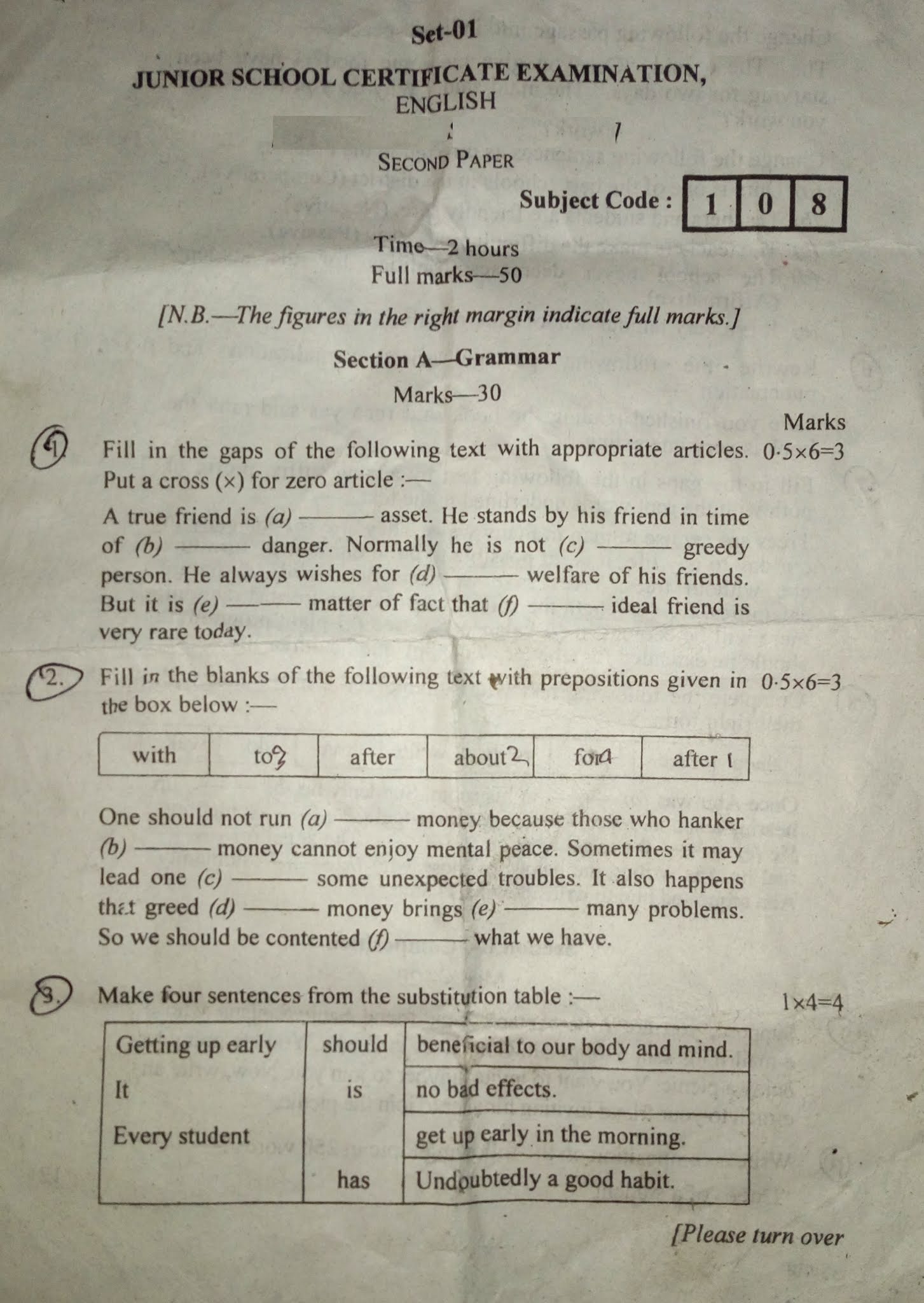 JSC English Question  2024