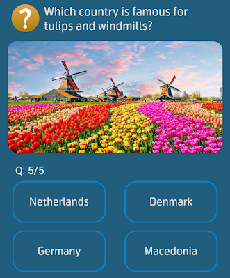 Which country is famous for tulips and windmills?