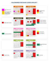 calendario escolar en Granada 16-17