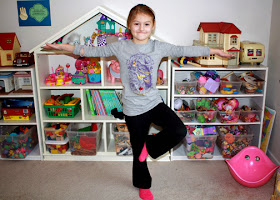 Tessa practiced "The Crane" and other yoga postures from "Japanese Garden Yoga." Her favorite posture was "The Turtle."
