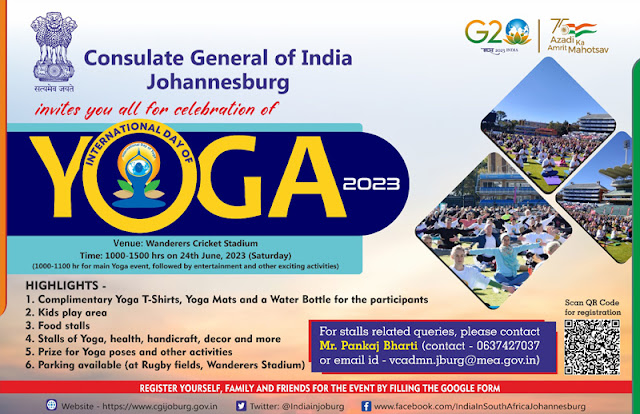 Celebrate International Day of Yoga in Wanderers Stadium on 24-Jun-2023 #InternationalDayofYogaSA @IndiainJoburg