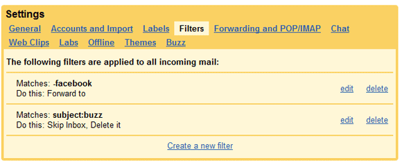 gmail filter settings