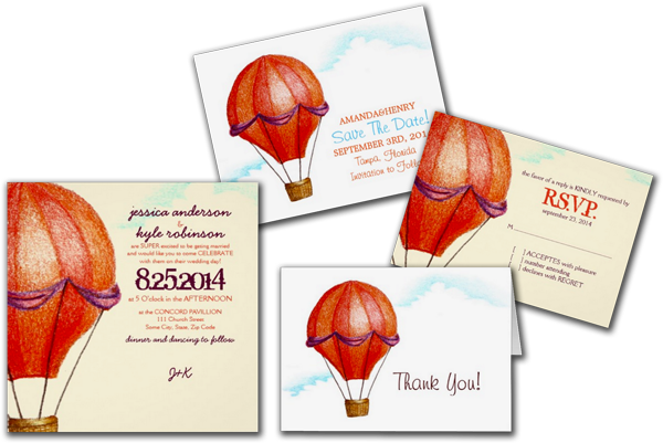  Vintage Hot Air Balloon Wedding Invitation