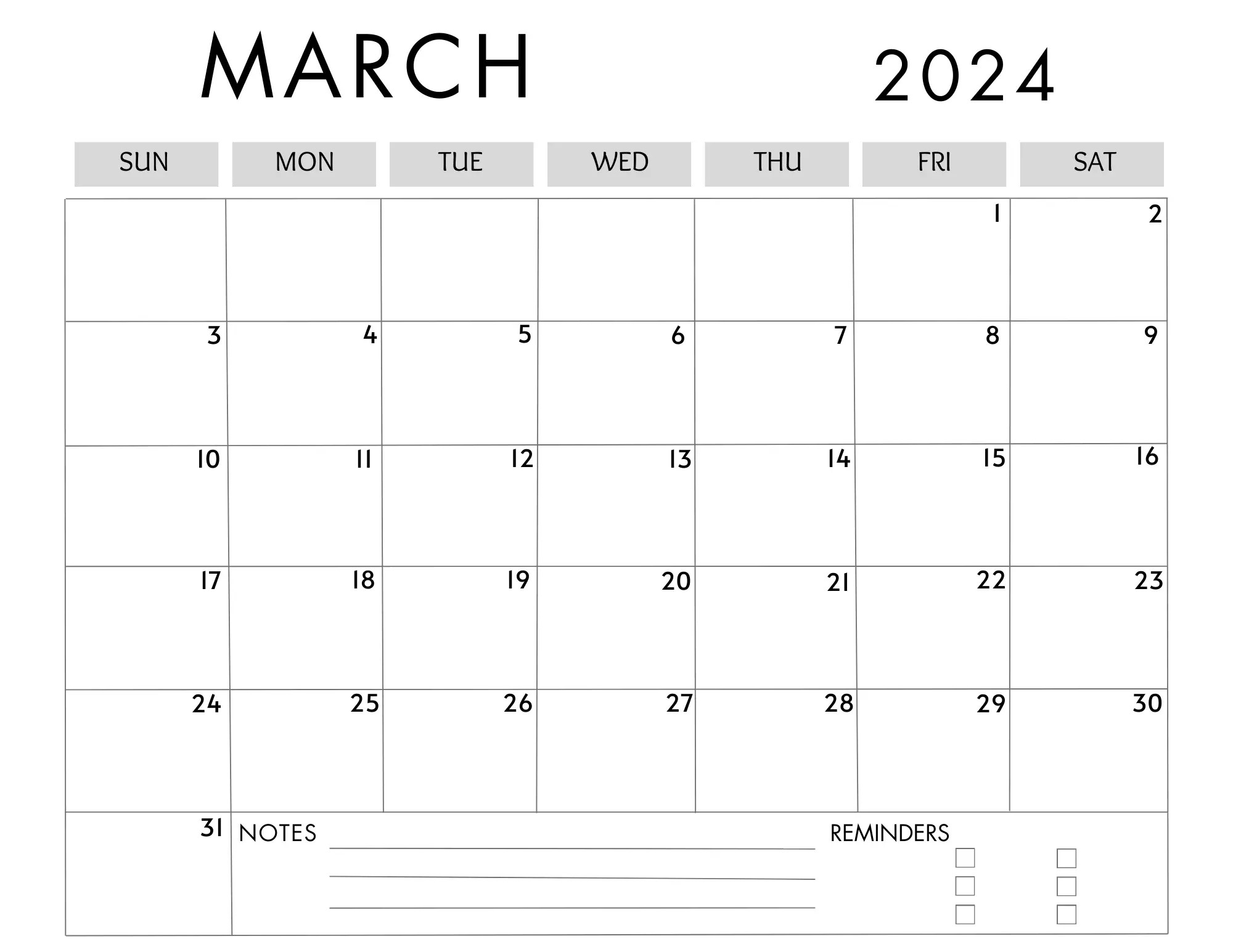 march 2024 calendar printable