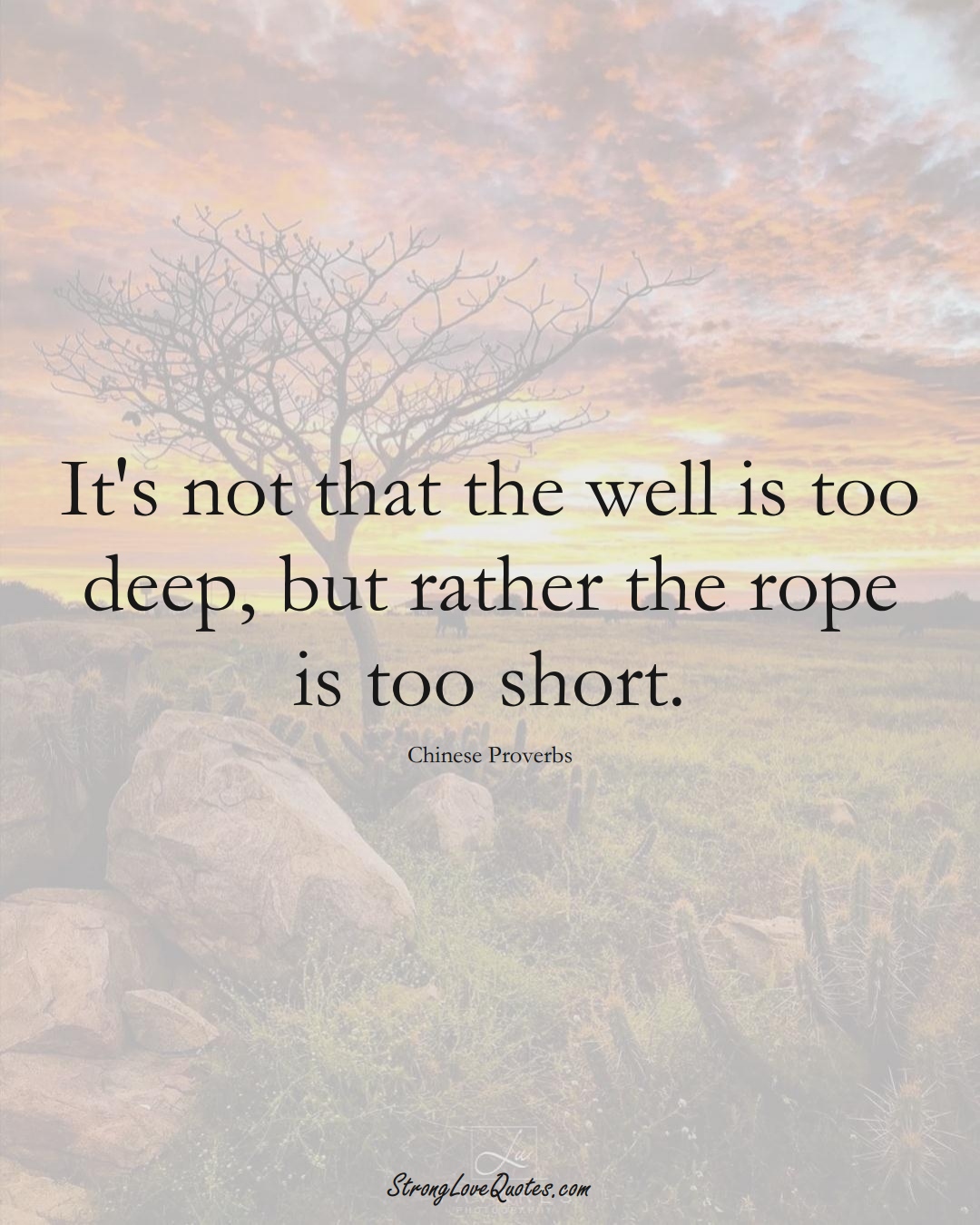 It's not that the well is too deep, but rather the rope is too short. (Chinese Sayings);  #AsianSayings