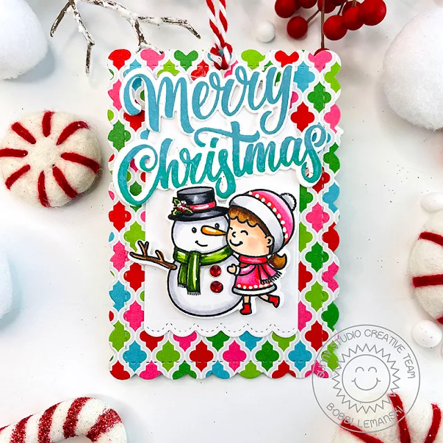 Sunny Studio Stamps: Snow One Like You Winter Themed Holiday Tags by Bobbi Lemanski (featuring Holiday Greetings, Mini Mat & Tag Dies)