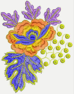 Lig oranje kleur Floral figuur ontwerper Patch