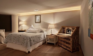 dormitorio decorado con beige