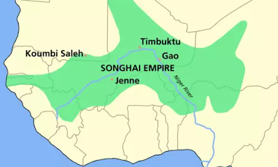 songhai people - map of the songhai empire