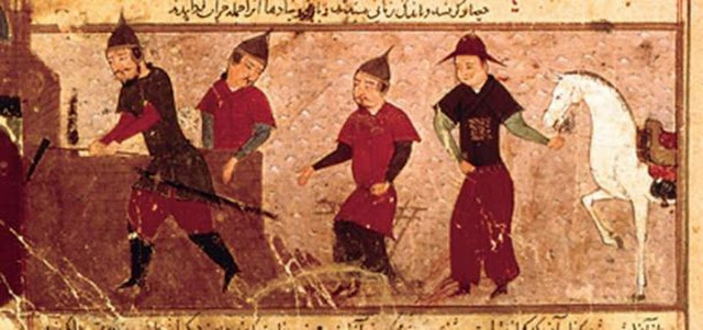 Чингисхан с тремя из четырех сыновей