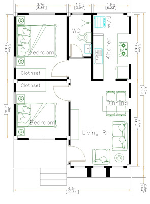 Plan maison 6 x 8 mètres toit en croupe