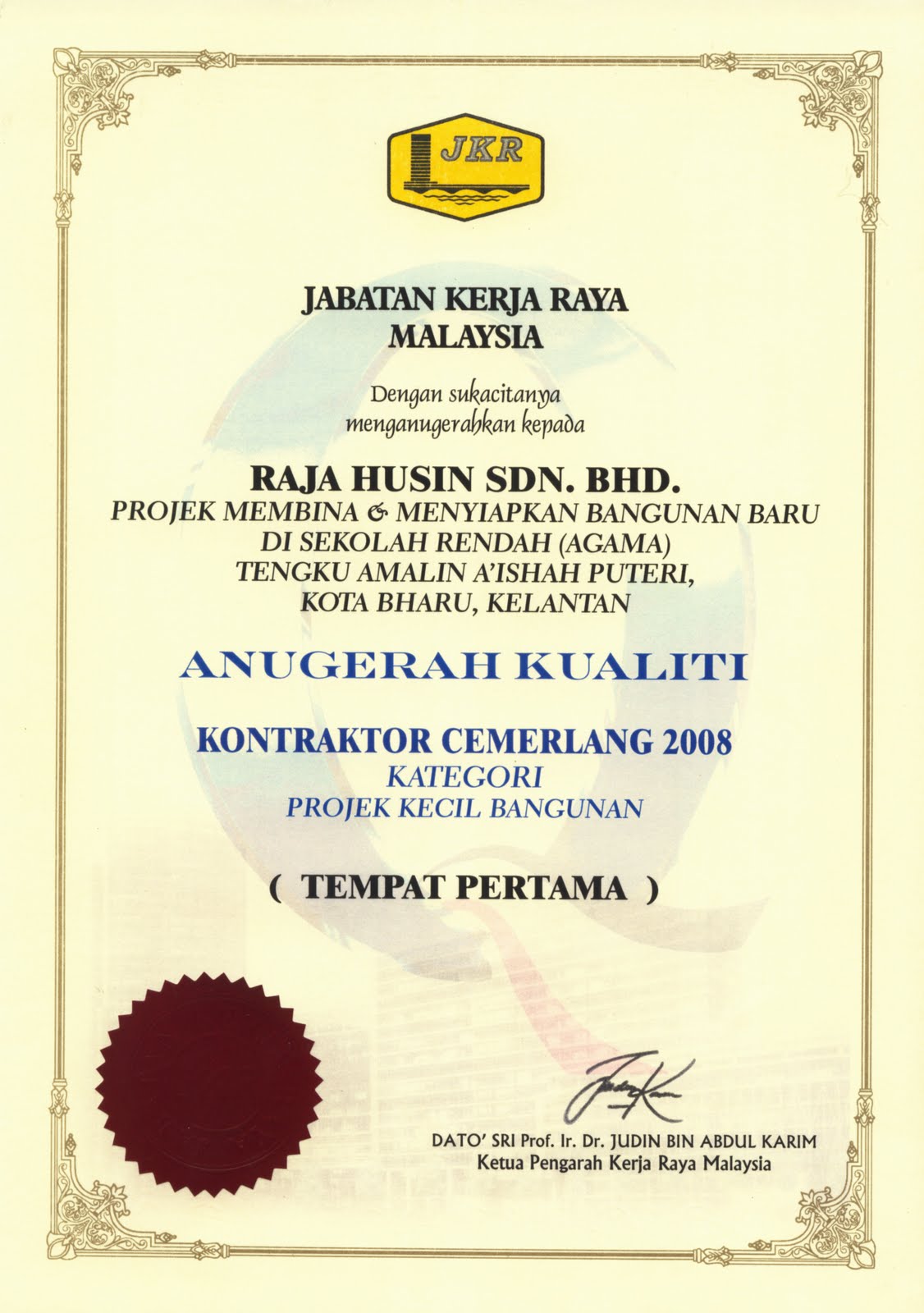 Profil Syarikat Raja Hussin Sdn. Bhd.: November 2009