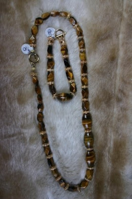 Brown Tigeye Bracelet and Necklace set for Men.