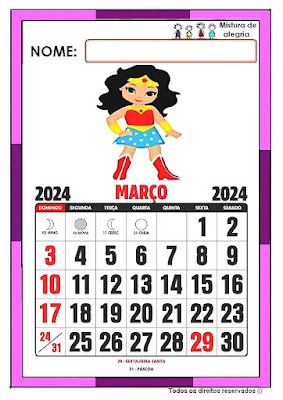 Calendário de 2024 ilustrado