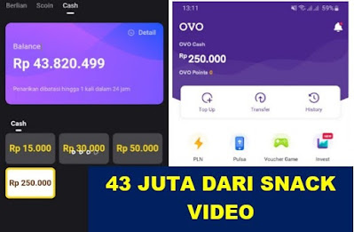 Bukti Pembayaran Aplikasi Snack Video terbaru