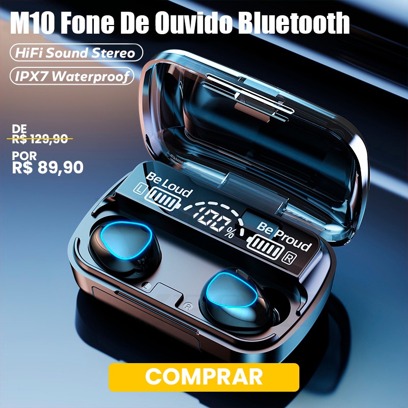 Fone De Ouvido Sem Fio Bluetooth 5.1 M10 TWS | Com Microfone