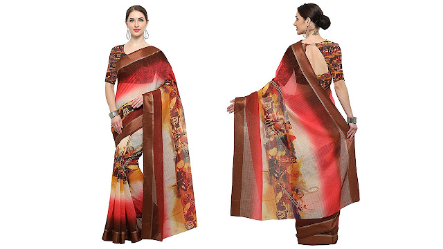 Rachna Sarees Women's Chanderi Silk Digital Printed Saree With Blouse Piece (Fotozen608_Multicolour_freesize)