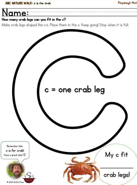 A large outline of a c. Learners are directed to shape c out of playdough and arrange them in the large c.