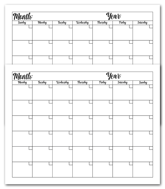 PDF Calendars- Editable