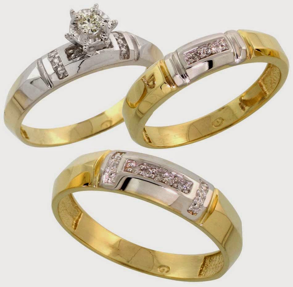 Trio Diamond White Gold Wedding  Ring  Sets Sale  Images