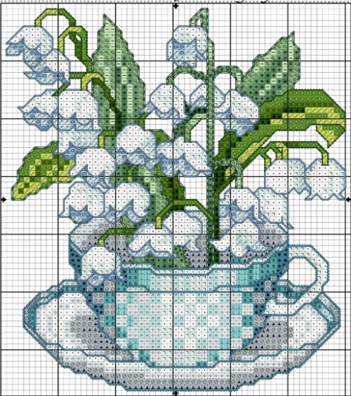 Flowers in Cup #6 - Free Cross Stitch Pattern