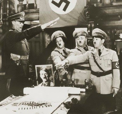 Not shown: Hitler failing to block an eye-poke.