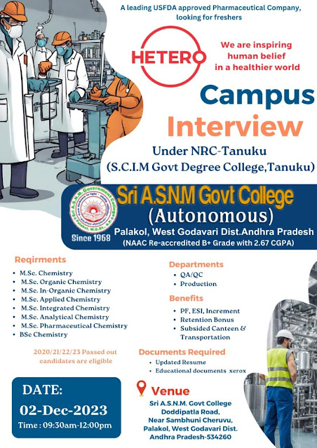 Hetero Campus Interview For Fresher BSc and MSc Candidates