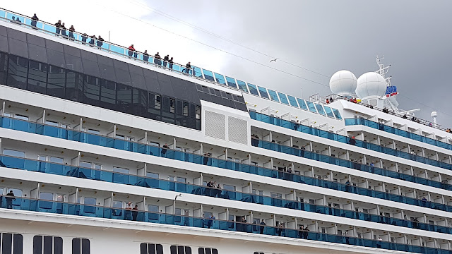 Cruise ship Costa Favolosa departs her berth in Bergen, Norway; Costa Cruises