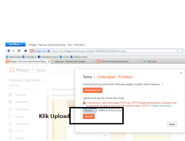 belajar mengupload tema untuk blogger pemula