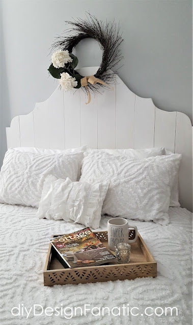 guest room, farmhouses bed, curvy farmhouse bed, curvy plank headboard,