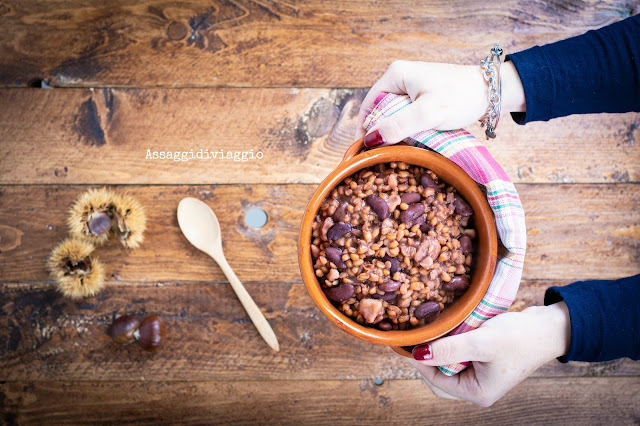 Zuppa di farro, fagioli e castagne