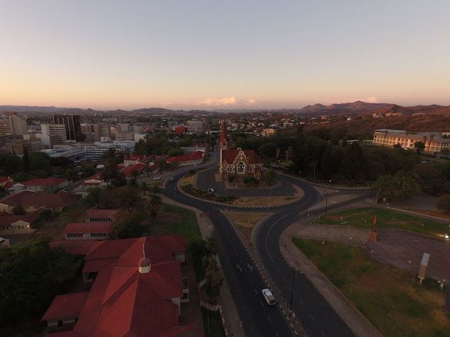 Namibia: flying over center of Windhoek - aerial photo gallery