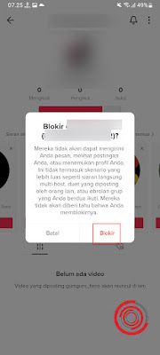 Silakan kalian baca efek jika blokir akun atau pengguna TikTok lainnya. Jika sudah paham langsung saja tekan Blokir lagi