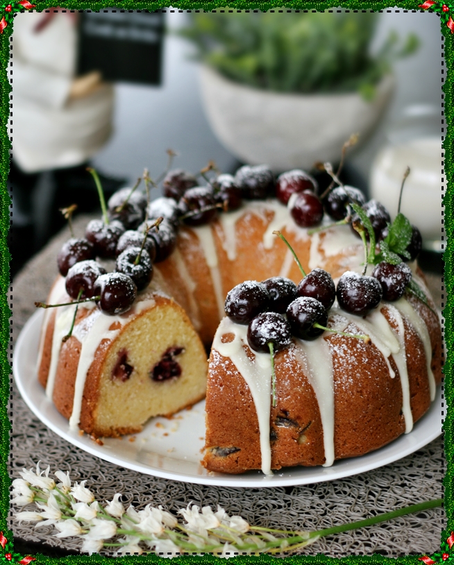 To Food with Love: Cherry Cheese "Christmas Wreath" Pound Cake