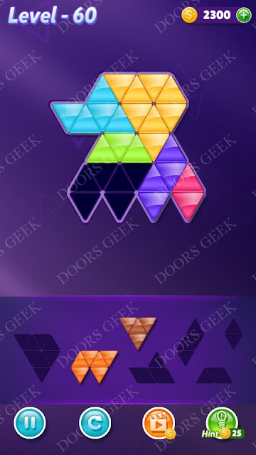 Block! Triangle Puzzle 6 Mania Level 60 Solution, Cheats, Walkthrough for Android, iPhone, iPad and iPod