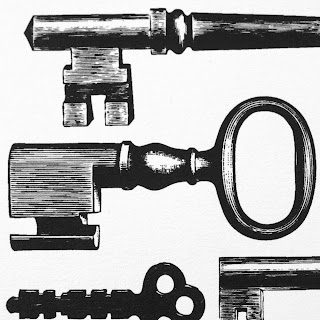 Victorian Keys A3 Black Screen Print by We laugh indoors close up