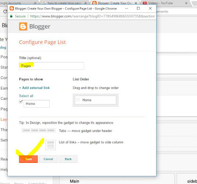How to Create Blog Page List Gadget in Blogger