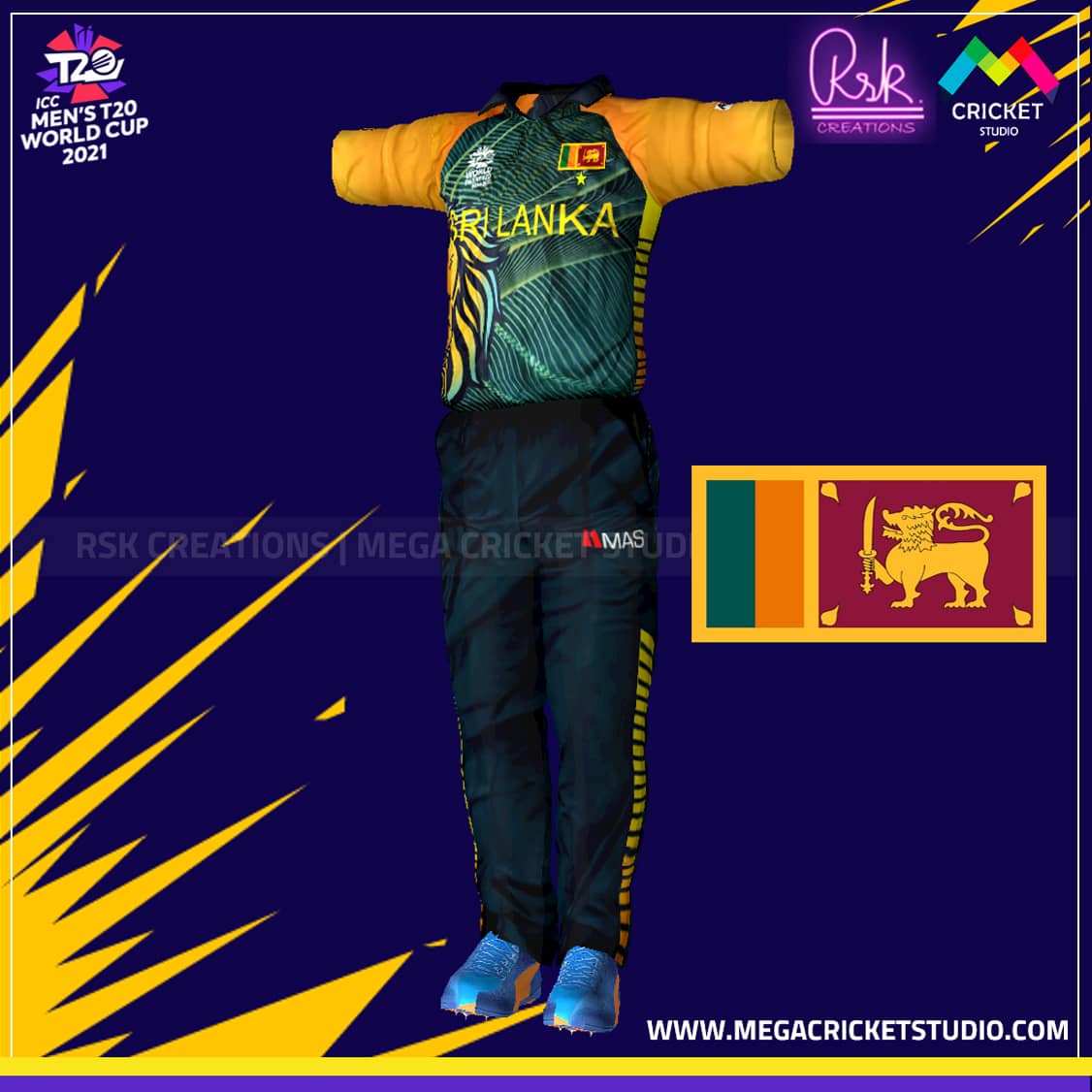 ICC T20 World Cup 2021 Sri Lanka HD Kit for EA Sports Cricket 07