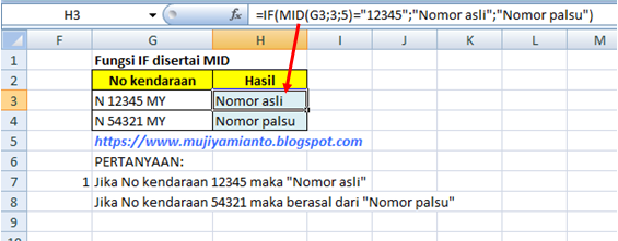 soal excel if, mid