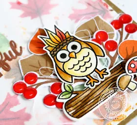 Sunny Studio Stamps: Fall Owl Card by Lexa Levana (using Autumn Splendor, Harvest Happiness & Woodsy Creatures)