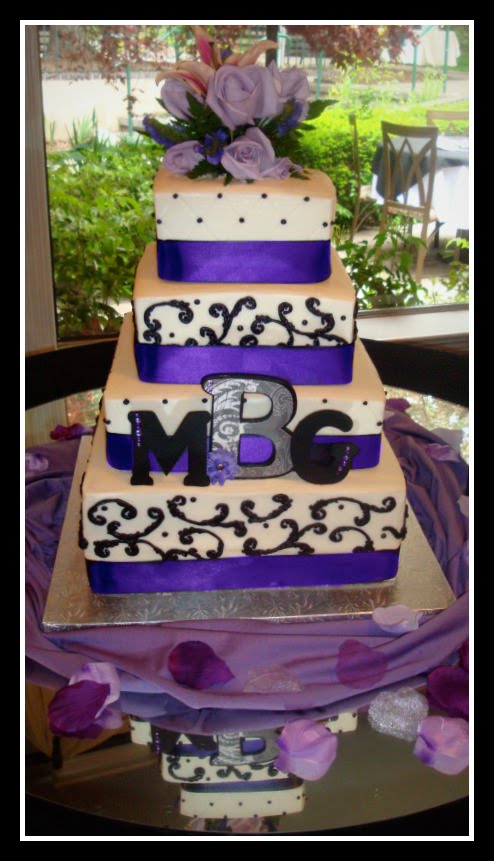 black and purple wedding cake pictures