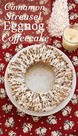 Food Lust People Love: Cinnamon Streusel Eggnog Coffeecake is light on the inside with a rich buttery streusel and a sweet whisky glaze on top, perfect for your holiday dessert or snack time.