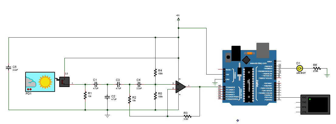 PPG with Arduino circuit diagram