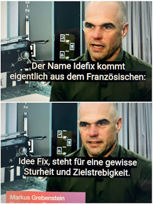 Der Name Idefix kommt aus dem Französischen: Idee Fix, steht für eine gewisse Zielstrebigkeit und Sturheit.