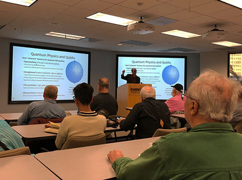 Dr. Justin Dressel, Chapman U., speaks on Quantum Computing at Association of Computing Machinery (ACM) meeting (Source: Daniel Whelen)