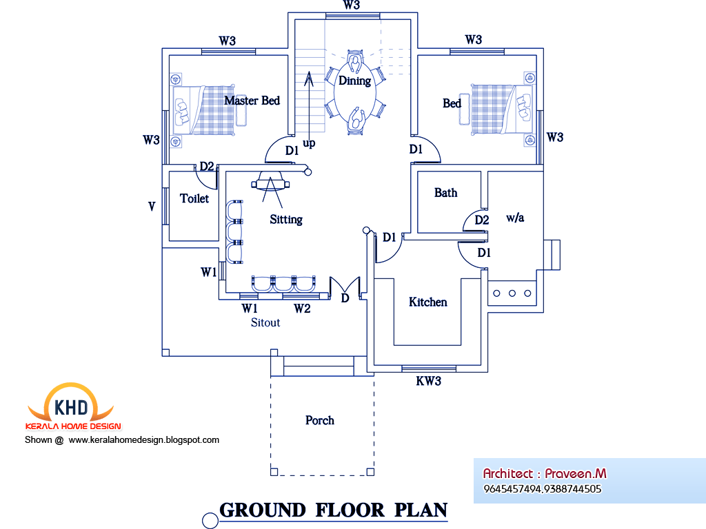 3 bedroom home plan and elevation Kerala home design and 