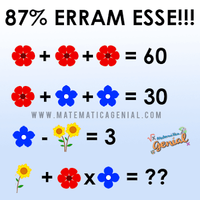 Desafio das flores, quanto vale cada uma?