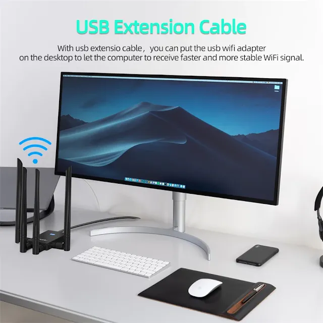 EDUP 1900Mbps USB WiFi Adapter USB 3.0/2.0 Network Card Receiver Dual Band 2.4G/5Ghz 4*6dbi Antennas for Laptop Desktop Computer