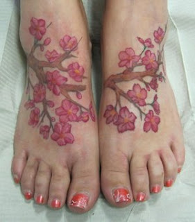 cherry blossom tattoos on foot