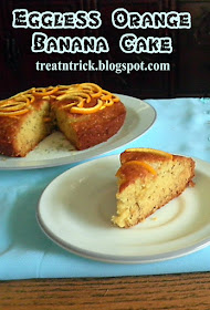 Eggless Orange Banana Cake Recipe @ http://treatntrick.blogspot.com